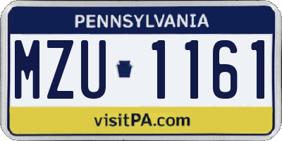 PA license plate MZU1161
