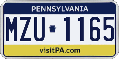 PA license plate MZU1165