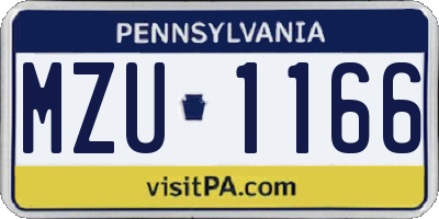 PA license plate MZU1166