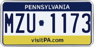 PA license plate MZU1173