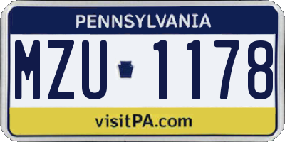 PA license plate MZU1178
