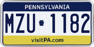 PA license plate MZU1182