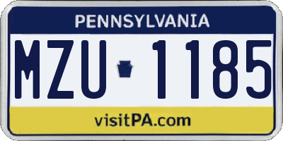 PA license plate MZU1185