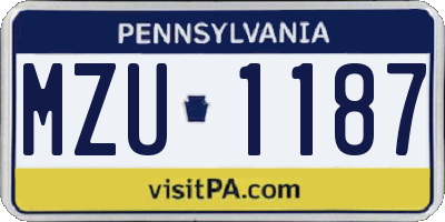 PA license plate MZU1187