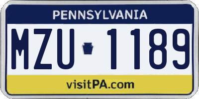 PA license plate MZU1189
