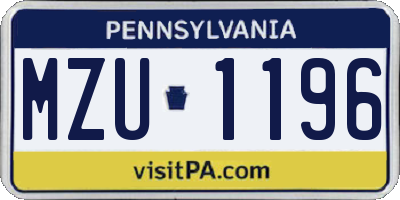 PA license plate MZU1196