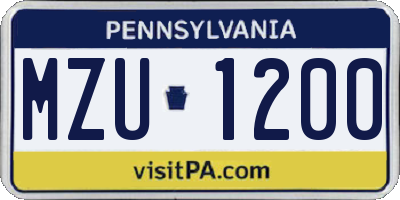 PA license plate MZU1200