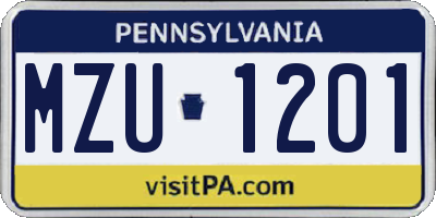PA license plate MZU1201