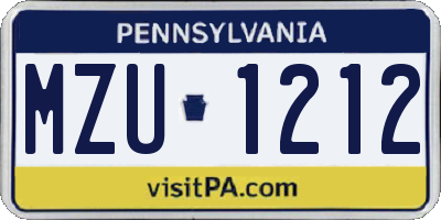 PA license plate MZU1212
