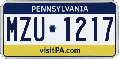 PA license plate MZU1217