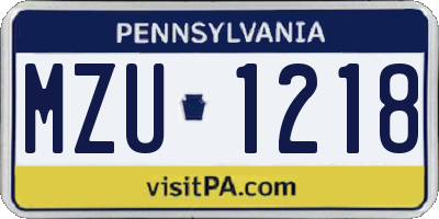 PA license plate MZU1218