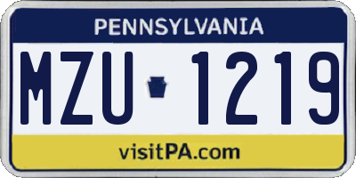 PA license plate MZU1219