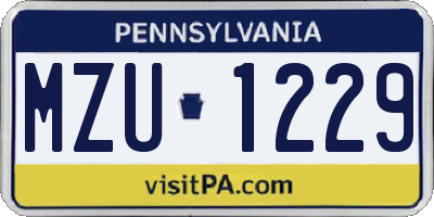 PA license plate MZU1229