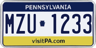 PA license plate MZU1233