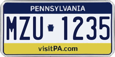 PA license plate MZU1235