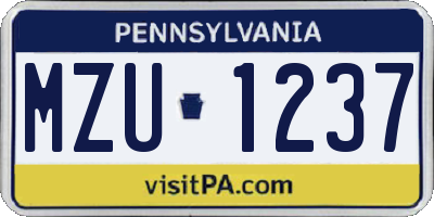 PA license plate MZU1237