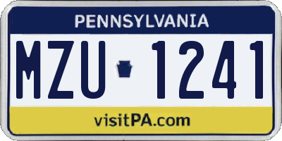 PA license plate MZU1241