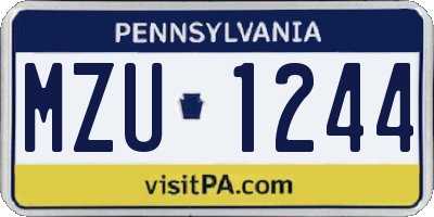 PA license plate MZU1244