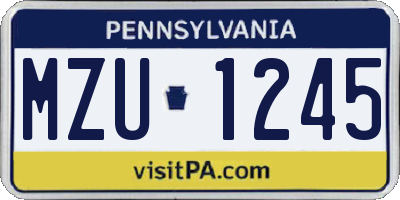 PA license plate MZU1245