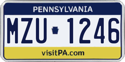 PA license plate MZU1246