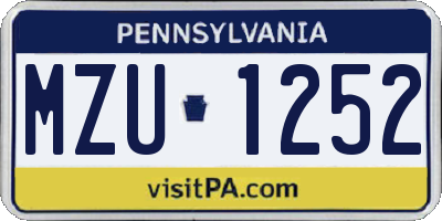 PA license plate MZU1252
