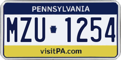 PA license plate MZU1254