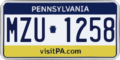 PA license plate MZU1258