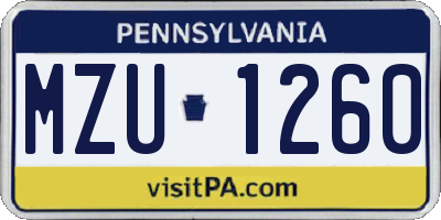 PA license plate MZU1260