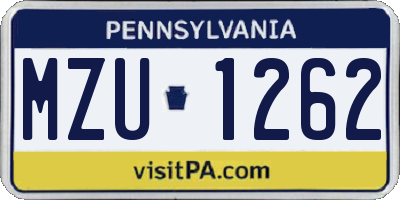 PA license plate MZU1262