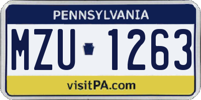 PA license plate MZU1263