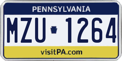 PA license plate MZU1264