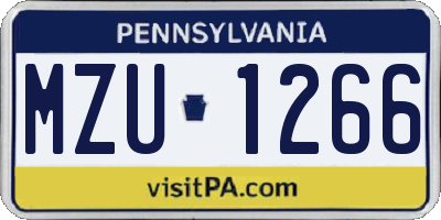 PA license plate MZU1266