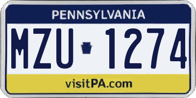 PA license plate MZU1274