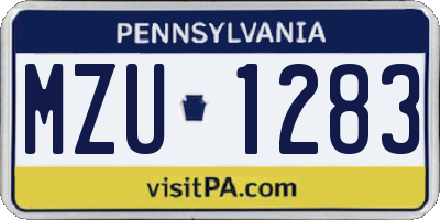 PA license plate MZU1283
