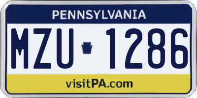 PA license plate MZU1286