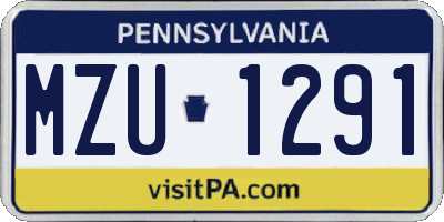 PA license plate MZU1291