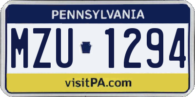 PA license plate MZU1294