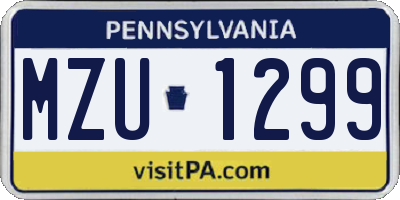 PA license plate MZU1299