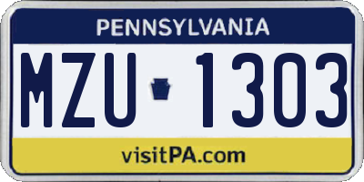 PA license plate MZU1303