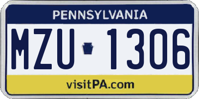 PA license plate MZU1306