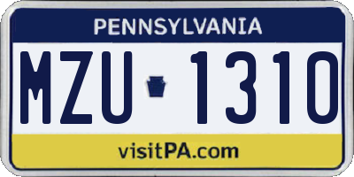 PA license plate MZU1310