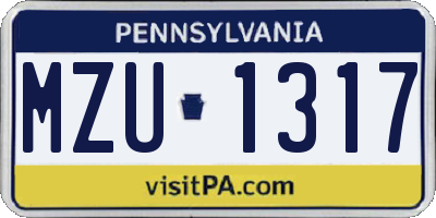 PA license plate MZU1317