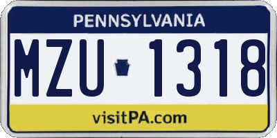 PA license plate MZU1318