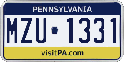 PA license plate MZU1331