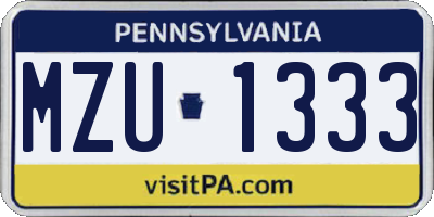 PA license plate MZU1333