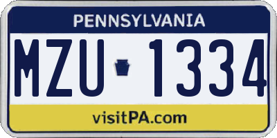 PA license plate MZU1334