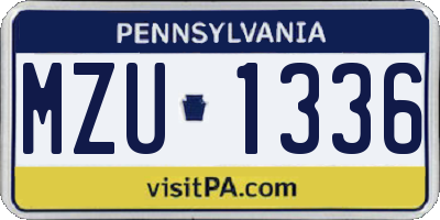 PA license plate MZU1336