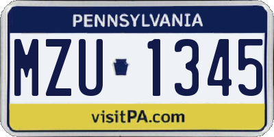 PA license plate MZU1345
