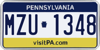 PA license plate MZU1348