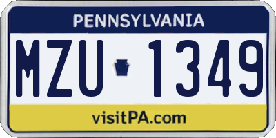 PA license plate MZU1349